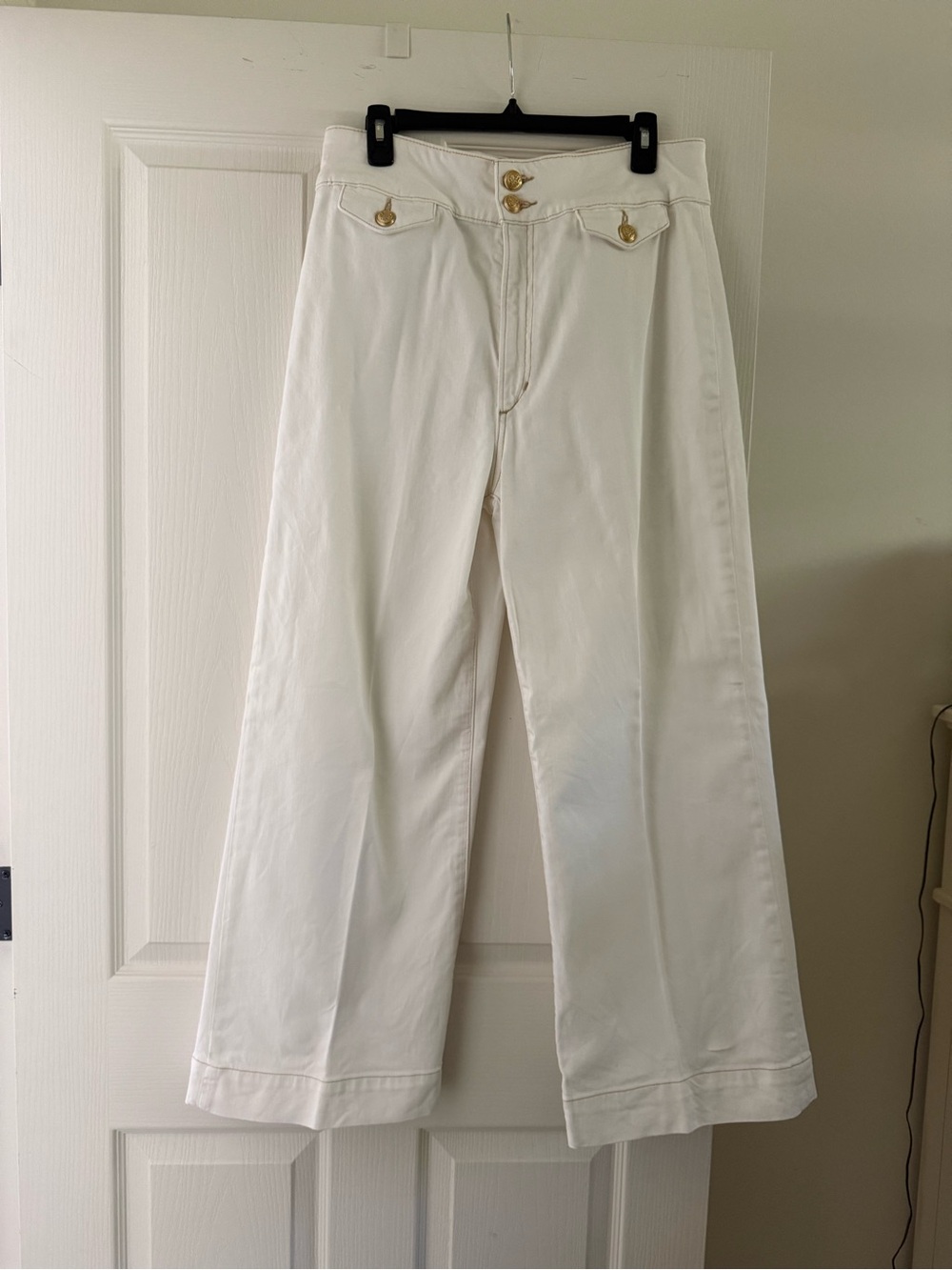 JOE’S cream high waist Wide-Leg gold Button Front Pants